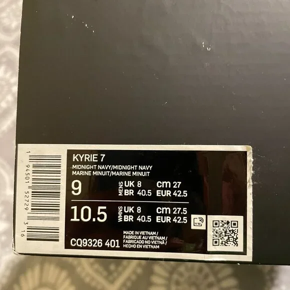 Nike Kyrie 7 Midnight Navy Basketball Shoes Sneakers Neon 🏀 Men's Size 9- used - Picture 3 of 16